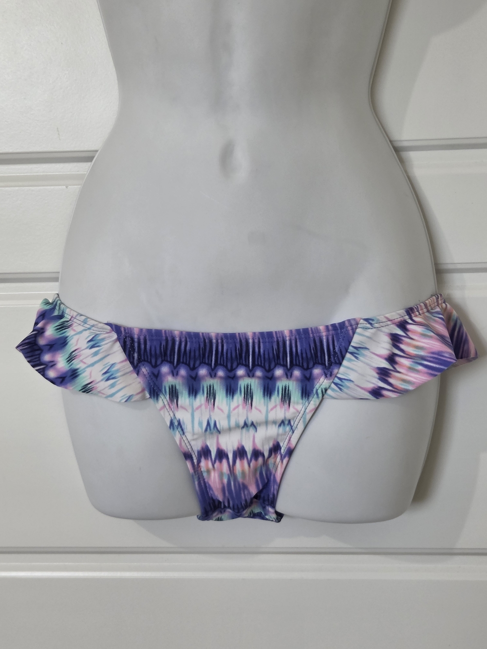 Express Purple Multi Tie-Dye Ruffle Hipster Bikini Bottom